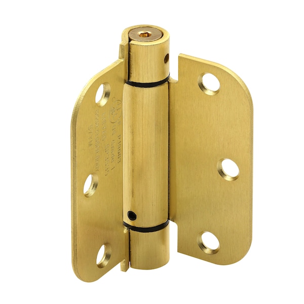 Prime-Line Door Hinge Commercial UL Adjust Self-Close, 3-1/2 in. with 5/8 in. Corners, Satin Brass 3 Pack U 1158963 - main
